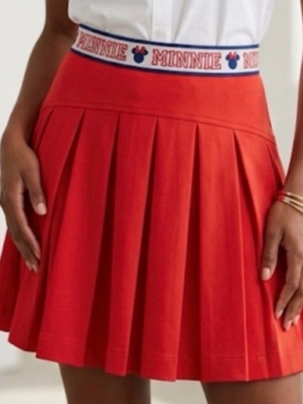 Disney Minnie Mouse Red Pleated Skater Skirt with Branded Waistband Women’s SM